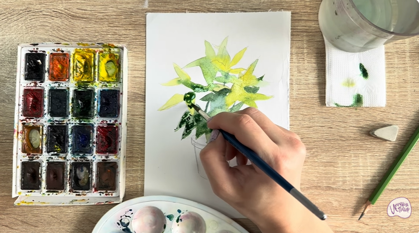 Рисуем Аукуба японская