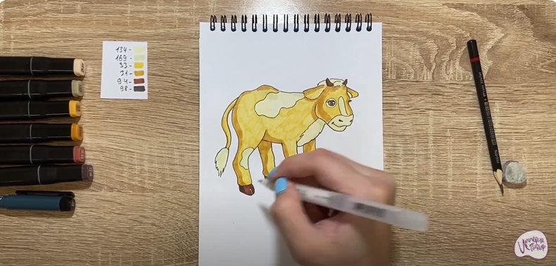 Рисуем Мультяшный телёнок