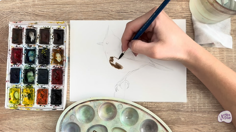 Рисуем Хохлатая синица