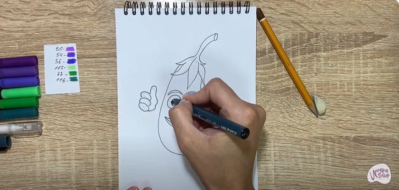 Рисуем Мультяшный баклажан