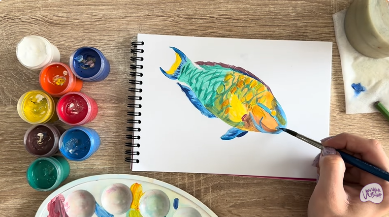 Рисуем Рыба-попугай