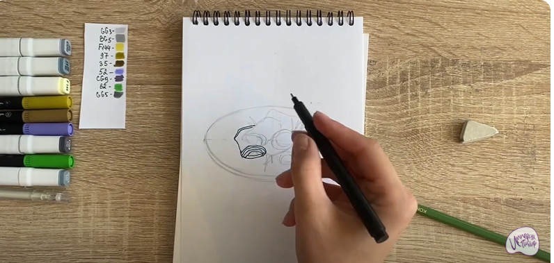 Рисуем Рулетики из баклажанов