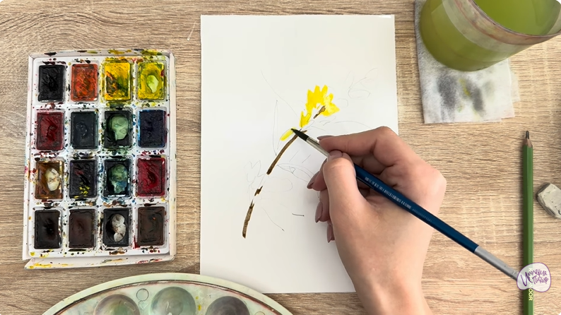 Рисуем Ветка караганы