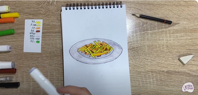Рисуем Жаренная картошка