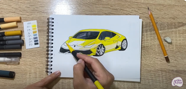 Рисуем Машина марки "Lamborghini"