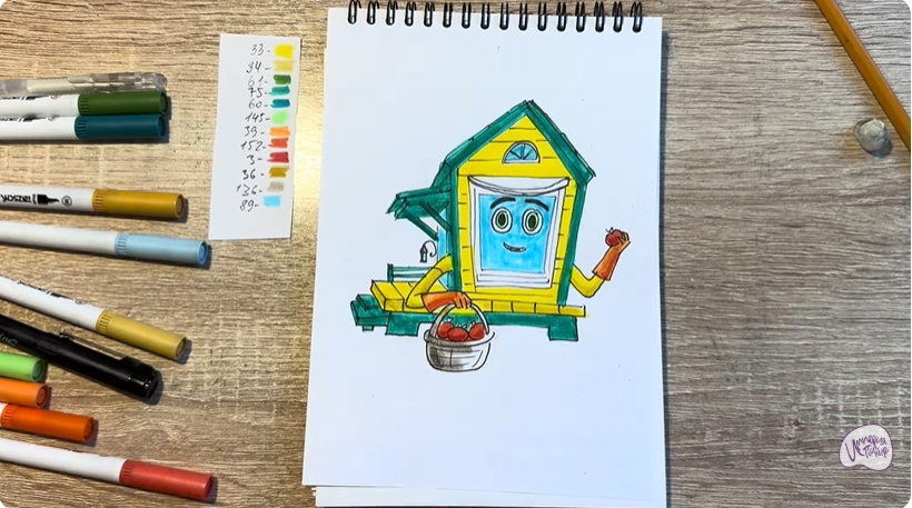 Рисуем Вася из мультфильма  "Домики"