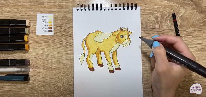 Рисуем Мультяшный телёнок