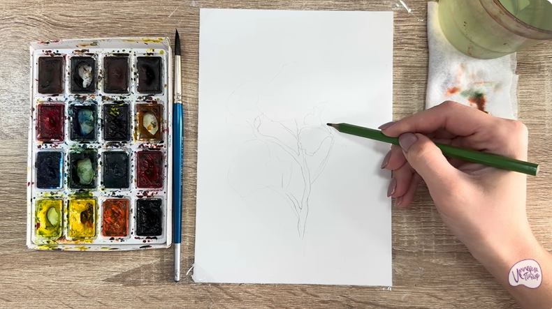 Рисуем Ветка рододендрона