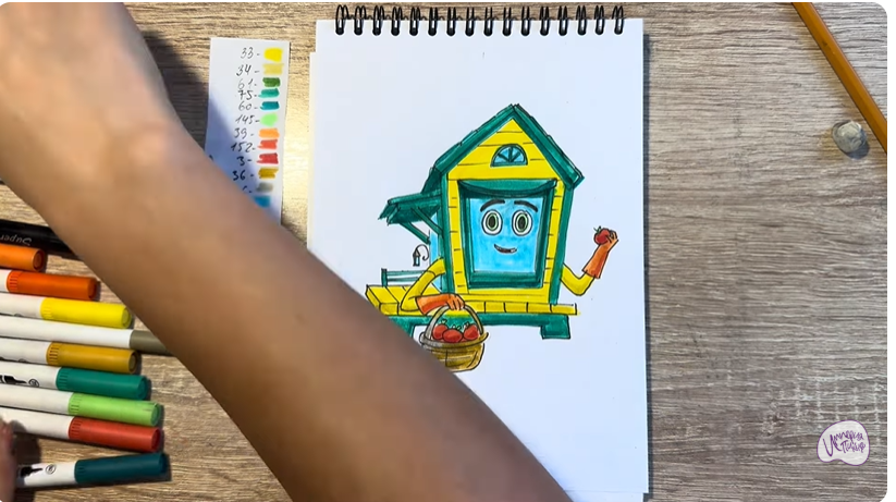 Рисуем Вася из мультфильма  "Домики"
