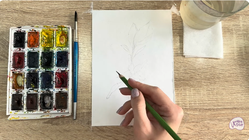 Рисуем Форзиция