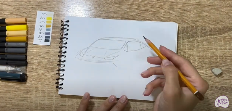 Рисуем Машина марки "Lamborghini"