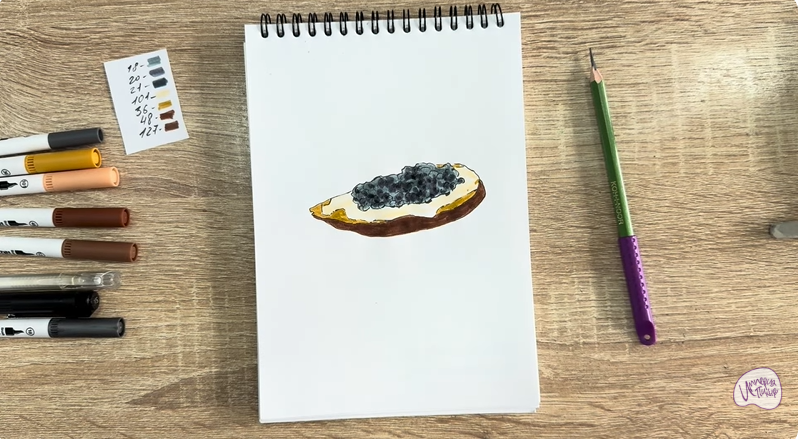 Рисуем Бутерброд с черной икрой