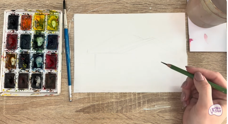 Рисуем Зимняя баня