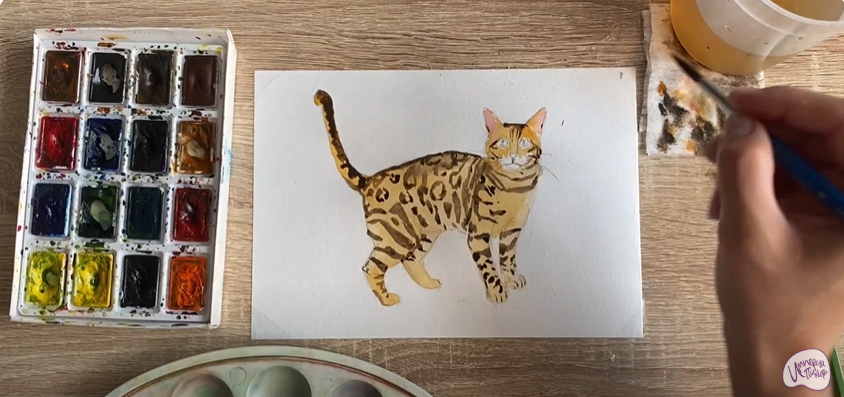 Рисуем Бенгальская кошка