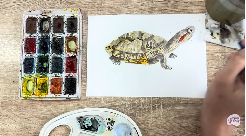 Рисуем Красноухая черепаха