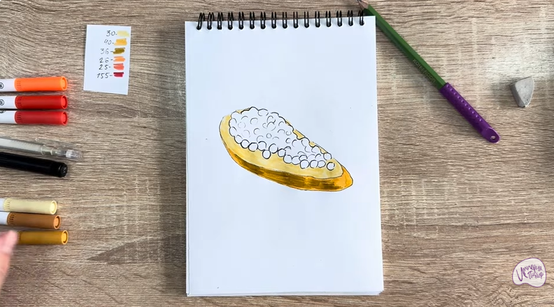 Рисуем Бутерброд с красной икрой