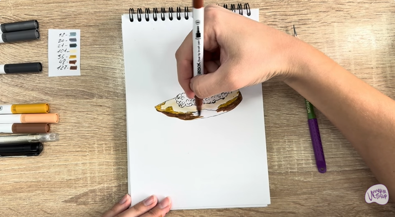 Рисуем Бутерброд с черной икрой