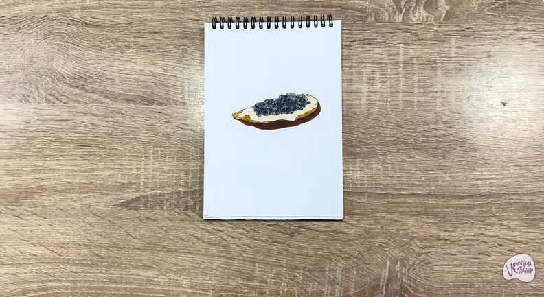 Рисуем Бутерброд с черной икрой