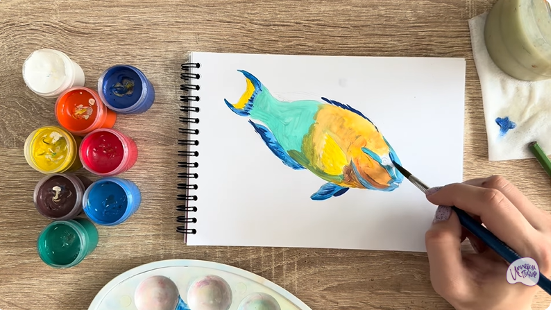 Рисуем Рыба-попугай