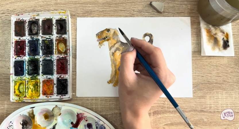 Рисуем Собака породы Эрдельтерьер