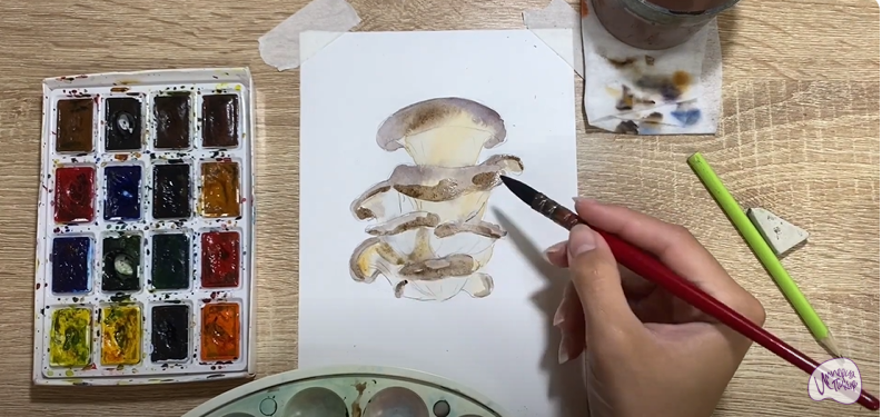 Рисуем Грифола курчавая