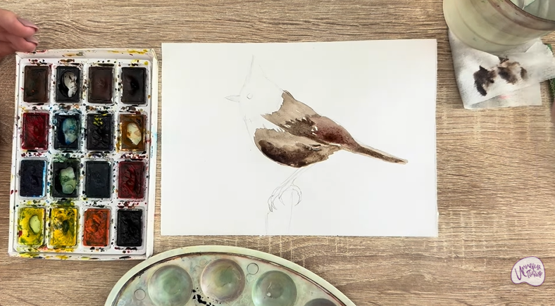 Рисуем Хохлатая синица