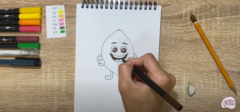 Рисуем Мультяшный лимон