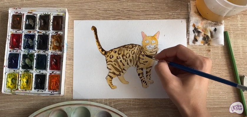 Рисуем Бенгальская кошка