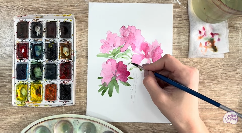 Рисуем Ветка рододендрона