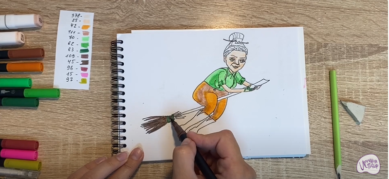 Рисуем Баба Яга из "Царевны"