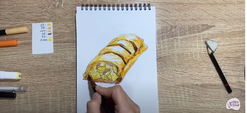 Рисуем Яблочный штрудель
