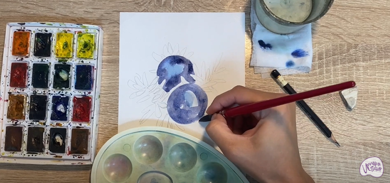 Рисуем Водяника чёрная