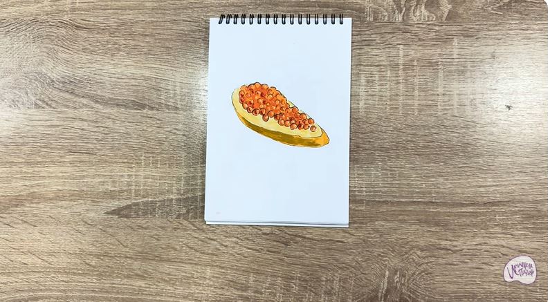 Рисуем Бутерброд с красной икрой
