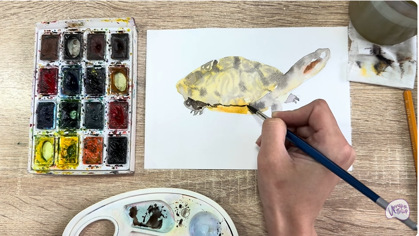 Рисуем Красноухая черепаха