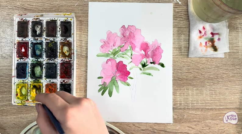 Рисуем Ветка рододендрона