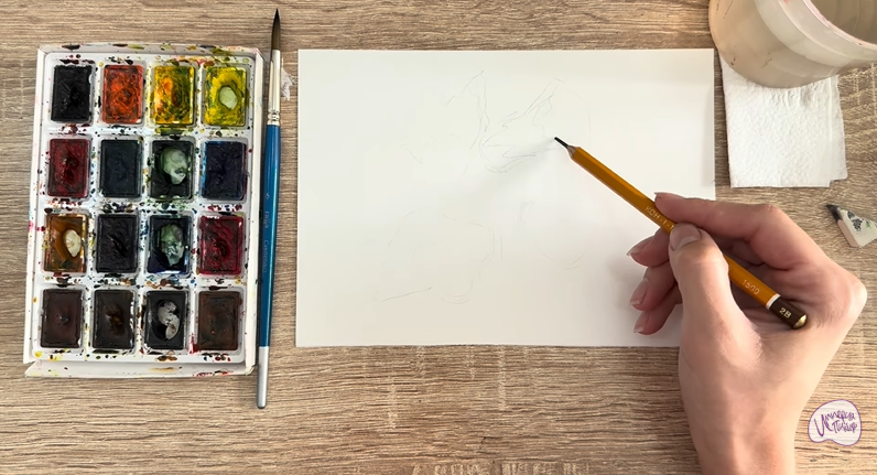 Рисуем Алтей лекарственный