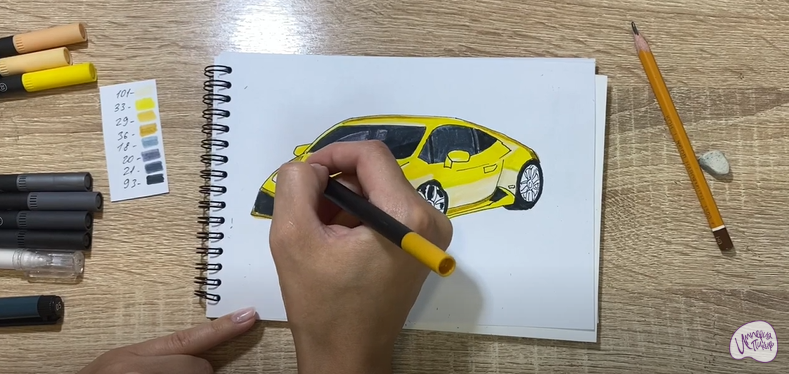 Рисуем Машина марки "Lamborghini"