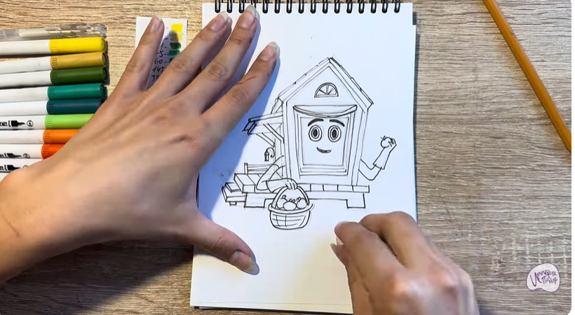 Рисуем Вася из мультфильма  "Домики"