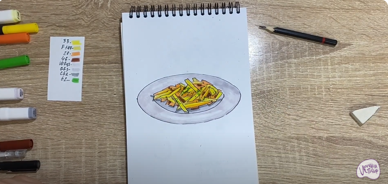 Рисуем Жаренная картошка