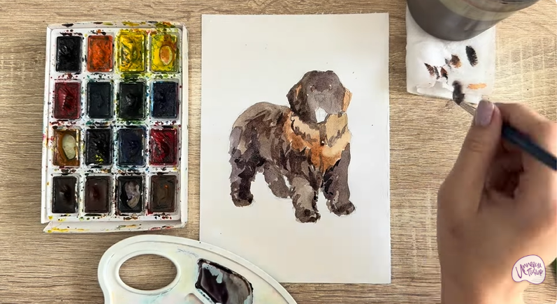 Рисуем Собака породы Ньюфаундленд