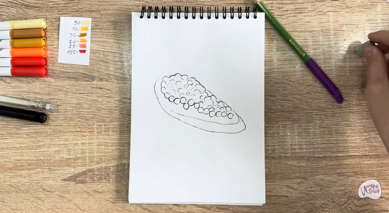 Рисуем Бутерброд с красной икрой