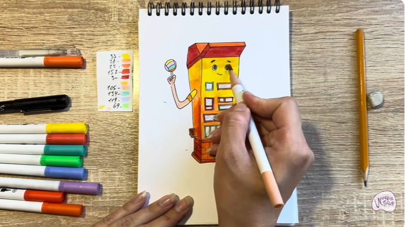 Рисуем Петя из мультфильма  "Домики"