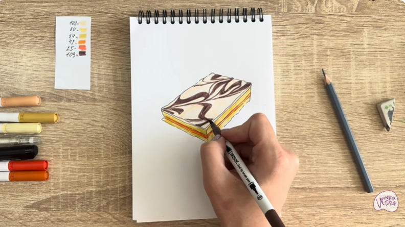 Рисуем Пирожное "Александровская полоска"