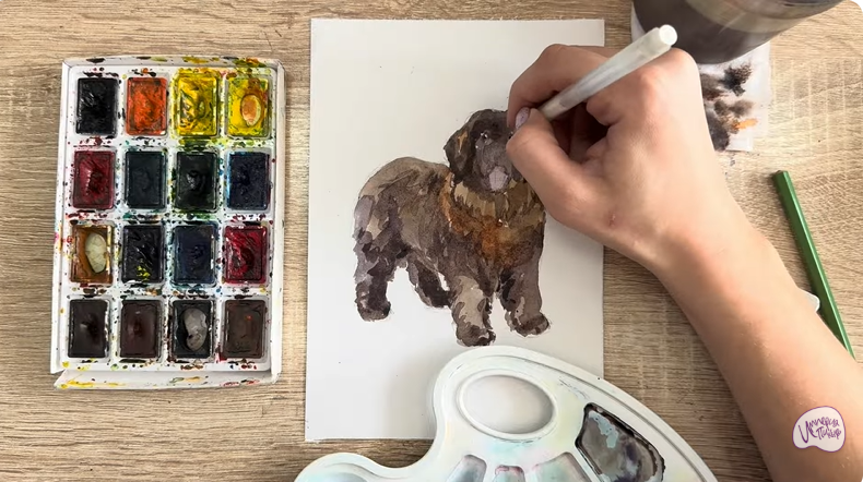 Рисуем Собака породы Ньюфаундленд