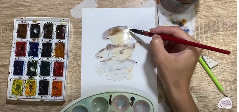 Рисуем Грифола курчавая