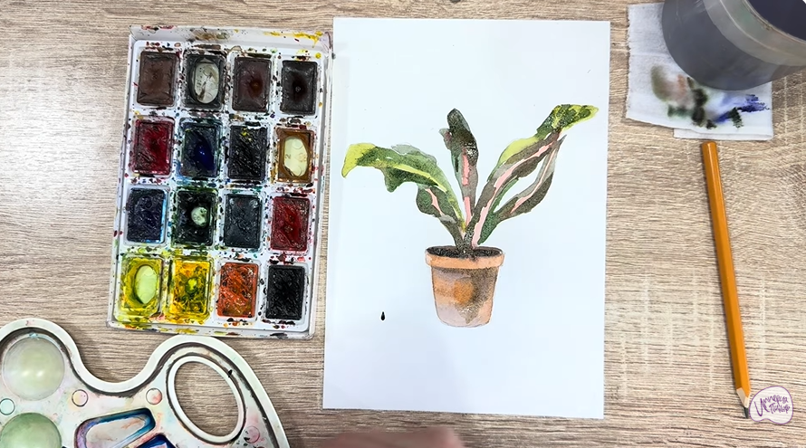 Рисуем Кротон в горшке