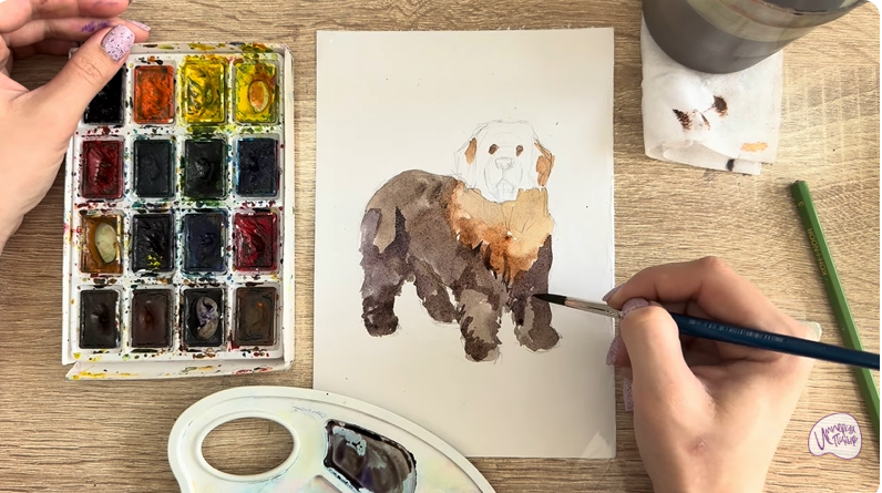 Рисуем Собака породы Ньюфаундленд