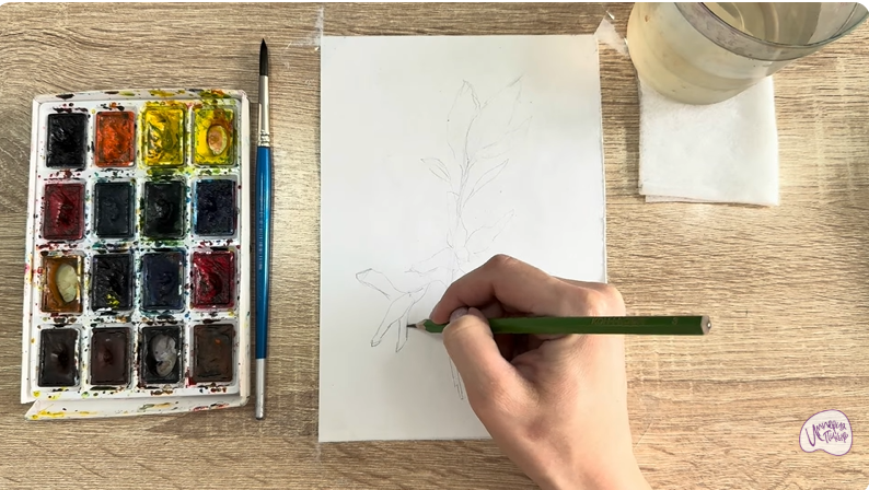 Рисуем Форзиция