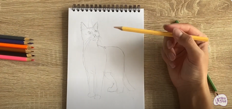 Рисуем Кот породы "японский бобтейл"