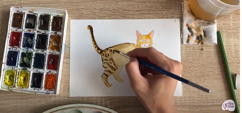 Рисуем Бенгальская кошка